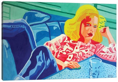 Woman In Diner Canvas Art Print - Vibrant Scenes in 2D