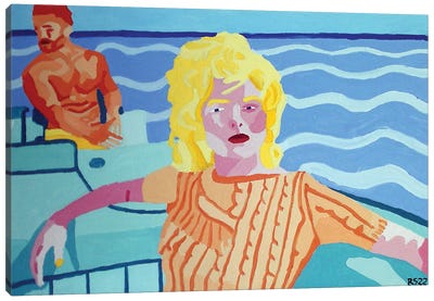 Woman In Boat Canvas Art Print - Vibrant Scenes in 2D