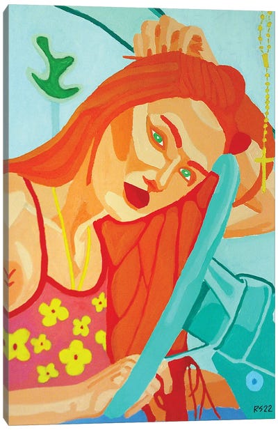 Woman In Truck Canvas Art Print - Randall Steinke