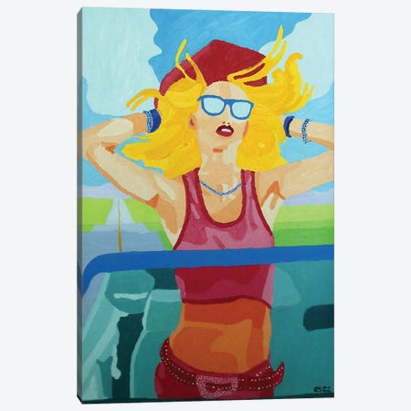 Woman On Highway Canvas Print #RKS30} by Randall Steinke Canvas Art