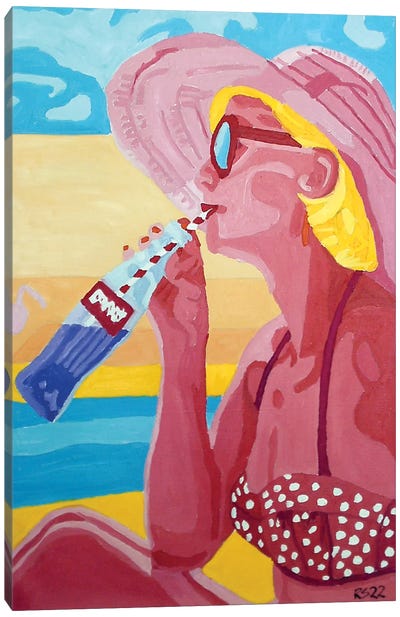 Woman With Bottle Canvas Art Print - Soft Drink Art