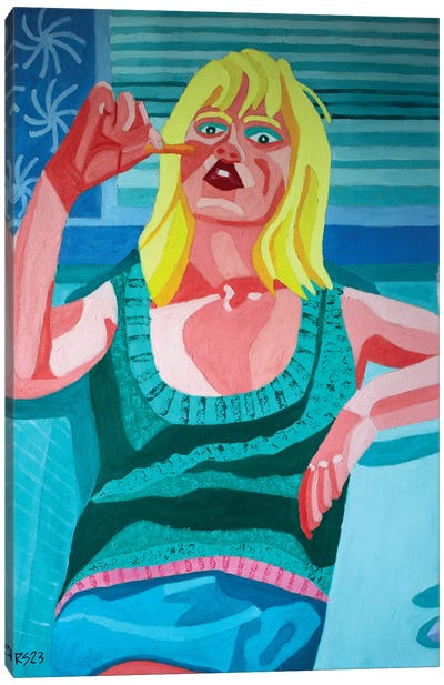 Woman And French Fry Canvas Art Print - Randall Steinke