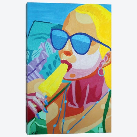 Woman With Popsicle Canvas Print #RKS38} by Randall Steinke Canvas Art