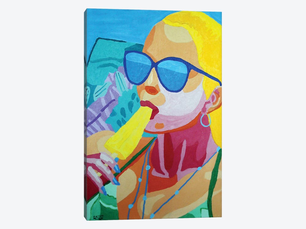 Woman With Popsicle by Randall Steinke 1-piece Canvas Artwork