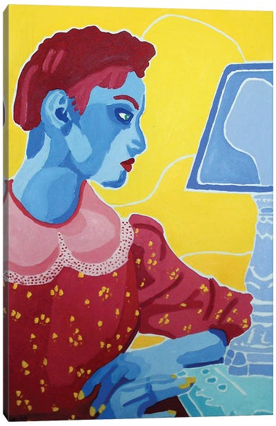 Woman With Lamp Canvas Art Print - Randall Steinke
