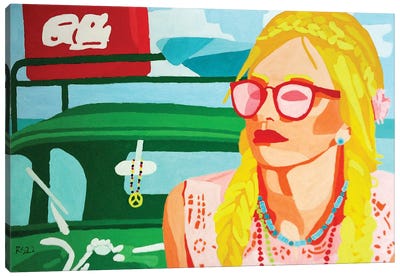 Woman With VW Canvas Art Print - Randall Steinke