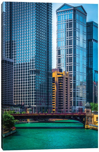 Chicago River From Michigan Ave. Canvas Art Print - Tower Art