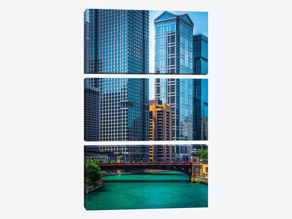 Chicago River From Michigan Ave. by Raymond Kunst 3-piece Canvas Print