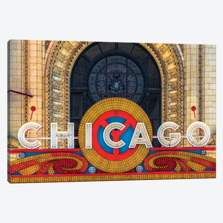 Chicago Theater Sign II Canvas Print #RKU22} by Raymond Kunst Canvas Print
