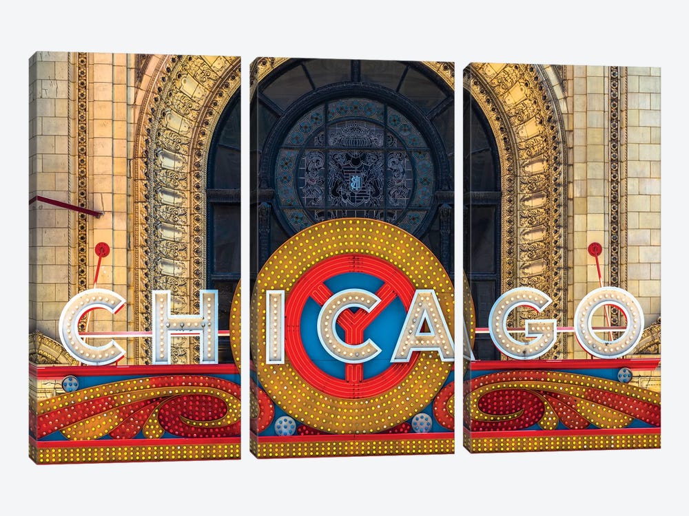Chicago Theater Sign II by Raymond Kunst 3-piece Art Print
