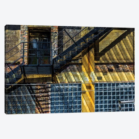 Dearborn And Maple Fire Escape Canvas Print #RKU25} by Raymond Kunst Canvas Artwork