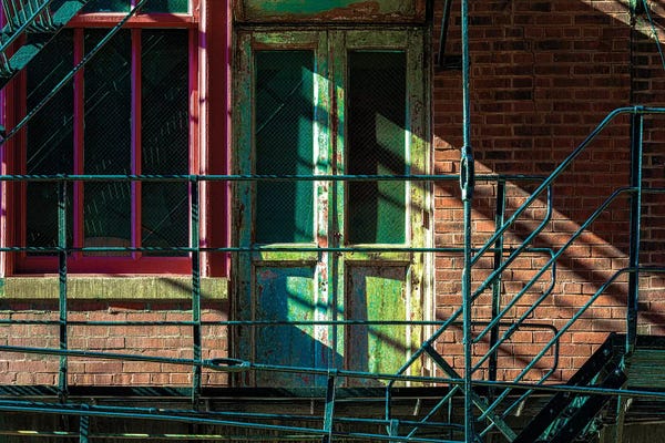Raymond Kunst: Fire Escape Door In Printer's Row by Raymond Kunst