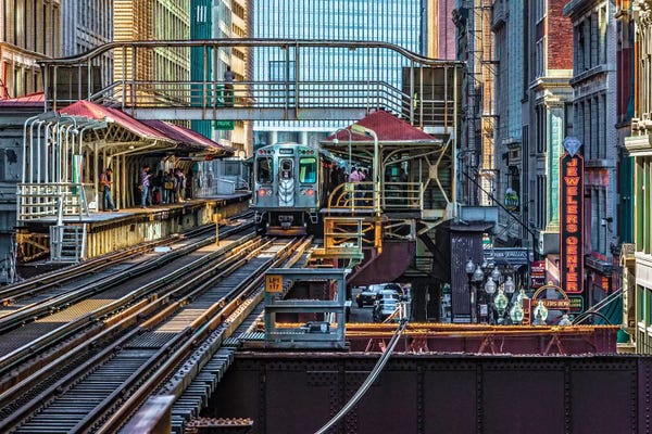 Raymond Kunst: Madison Wabash Brown Line El Stop by Raymond Kunst