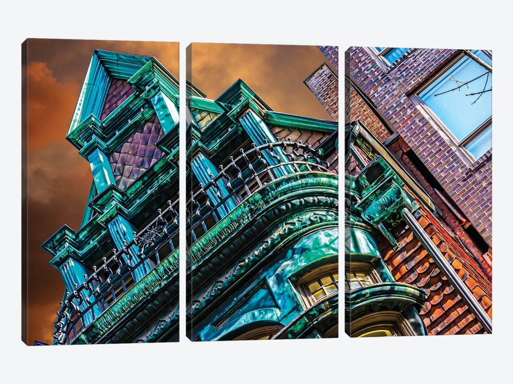 Victorian On Dearborn And Goethe Chicago by Raymond Kunst 3-piece Canvas Artwork