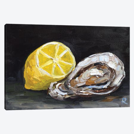 Oyster With Lemon Canvas Print #RKY100} by Romana Khomyn Canvas Artwork