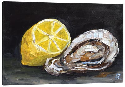 Oyster With Lemon Canvas Art Print - Romana Khomyn