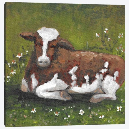 Cow Canvas Print #RKY108} by Romana Khomyn Canvas Art