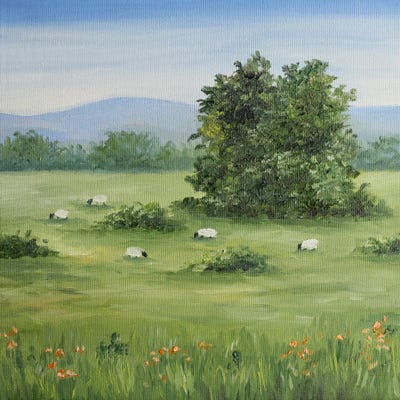 Lamb Painting by Romana Khomyn framed wall art