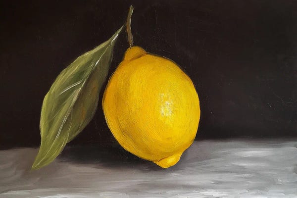Mediterranean Décor: Lemon Still Life Painting by Romana Khomyn