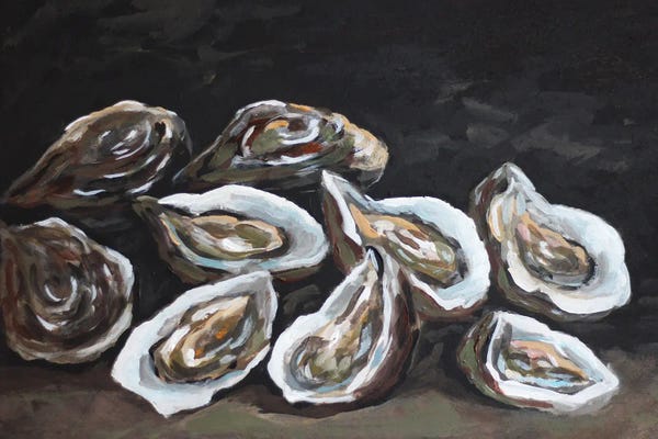 Cottagecore Goes Coastal: Still Life With Oysters by Romana Khomyn