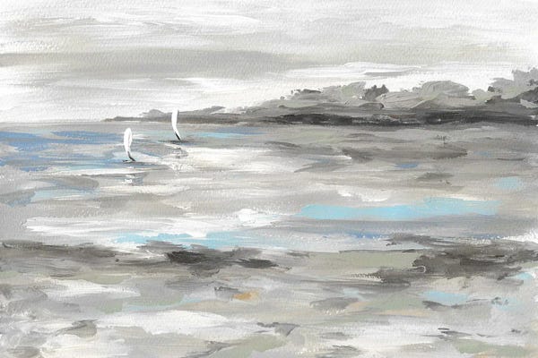 Contemporary Coastal: Abstract Seascape With Sailboats by Romana Khomyn