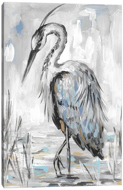 Great Blue Heron Canvas Art Print - Coastal & Ocean Abstract Art