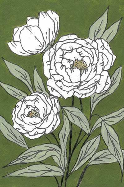Romana Khomyn: Peony Painting by Romana Khomyn
