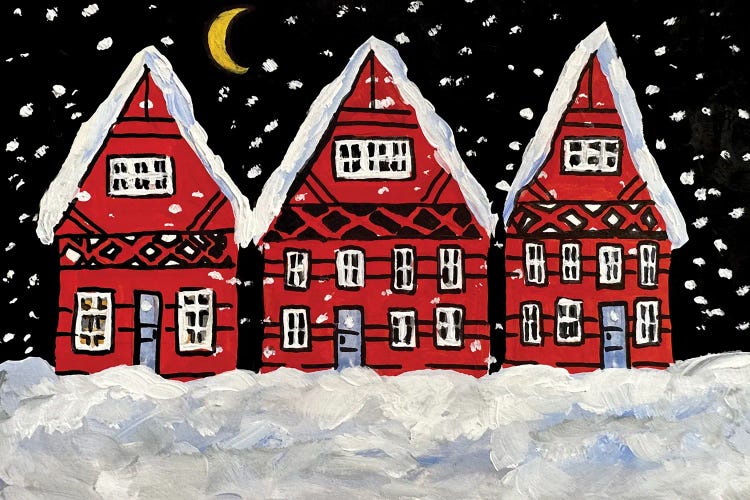 Christmas Winter Houses by Romana Khomyn wall art