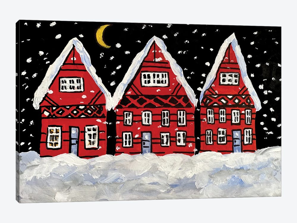 Christmas Winter Houses by Romana Khomyn 1-piece Art Print