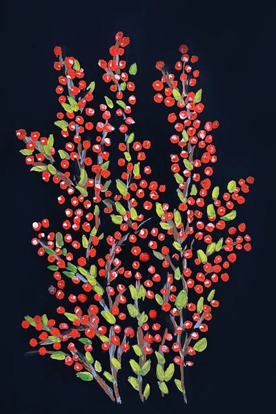 Romana Khomyn: Christmas Winter Red Berries by Romana Khomyn