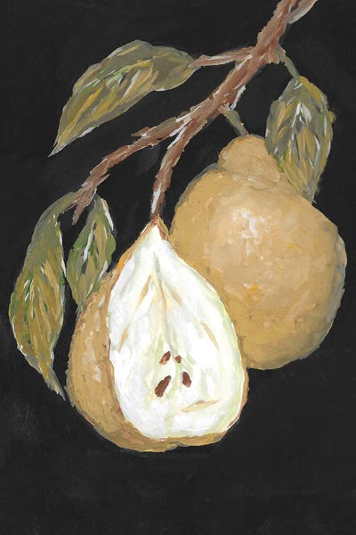 Romana Khomyn: Pear Moody Painting by Romana Khomyn