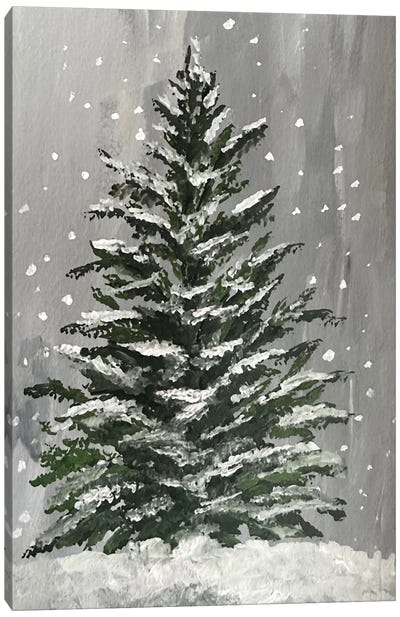 Winter Christmas Tree Canvas Art Print - Christmas Art