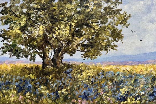 Romana Khomyn: Texas Bluebonnets Landscape by Romana Khomyn