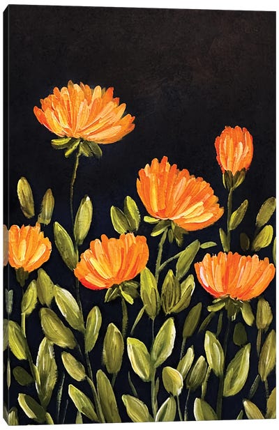 Fall Orange Poppy Flowers Canvas Art Print - Romana Khomyn