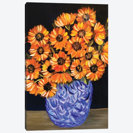 Chrysanthemum Orange Flowers Still Life Canvas Print #RKY175} by Romana Khomyn Canvas Wall Art