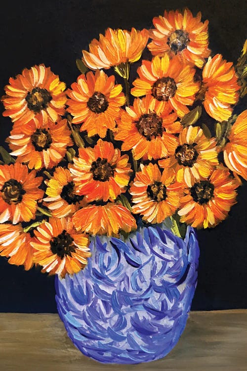 Chrysanthemum Orange Flowers Still Life by Romana Khomyn wall art