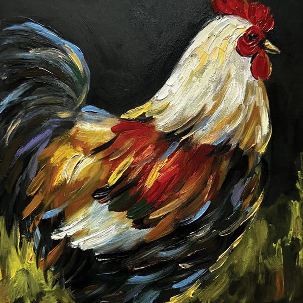 Romana Khomyn: Rooster Farm Animal by Romana Khomyn