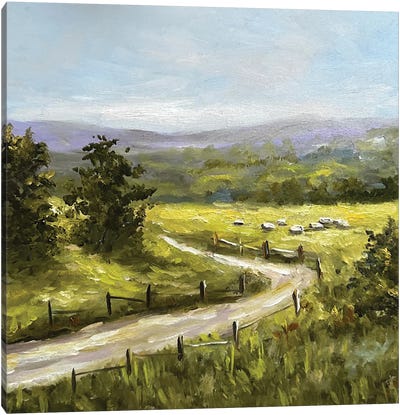 Landscape With Sheeps Canvas Art Print - Grandpa Chic