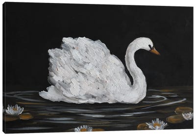 Moody Swan Bird Canvas Art Print - Romana Khomyn