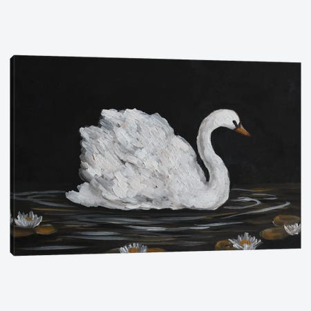 Moody Swan Bird Canvas Print #RKY182} by Romana Khomyn Canvas Art