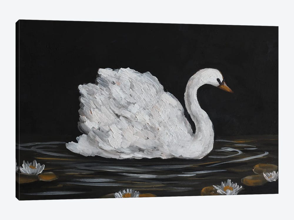Moody Swan Bird by Romana Khomyn 1-piece Canvas Art Print