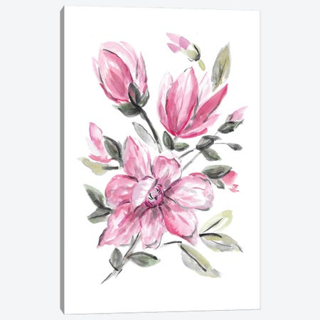 Pink Magnolia Canvas Print #RKY19} by Romana Khomyn Canvas Art