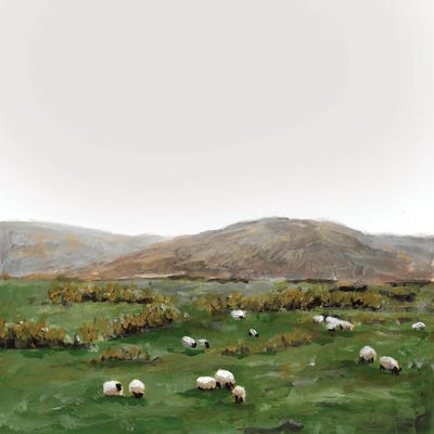 Sheep Grazing by Romana Khomyn framed wall art