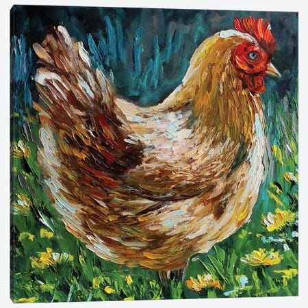Chicken Canvas Print #RKY51} by Romana Khomyn Canvas Artwork