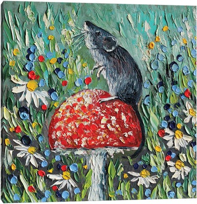 Field Mouse Canvas Art Print - Romana Khomyn