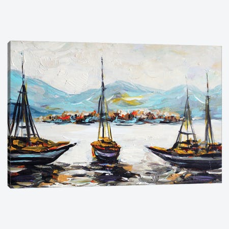 Sailboat Canvas Print #RKY78} by Romana Khomyn Canvas Wall Art