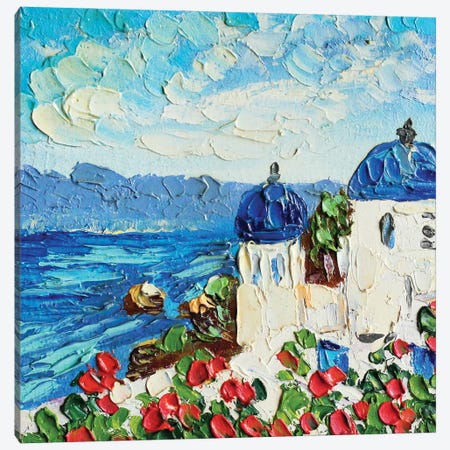 Santorini Canvas Print #RKY80} by Romana Khomyn Canvas Art Print