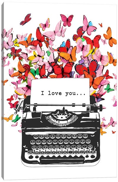 I Love You...2 Canvas Art Print - Typewriters
