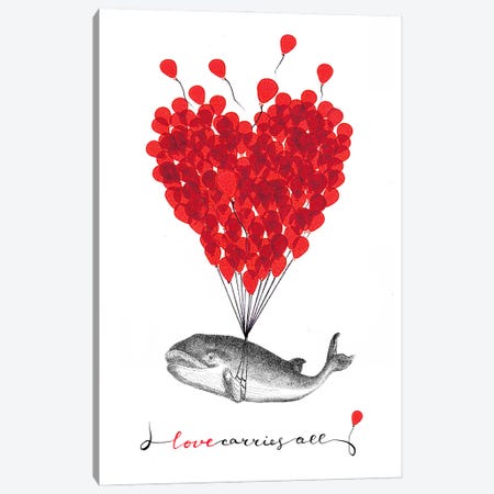 Love Carries All - Whale Canvas Print #RLA62} by RococcoLA Canvas Artwork