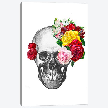 Skull With Roses Canvas Print #RLA69} by RococcoLA Canvas Artwork